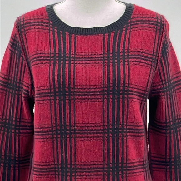 360 Cashmere Paloma Oxblood Plaid Pullover Sweater - Size Small - Picture 3 of 7